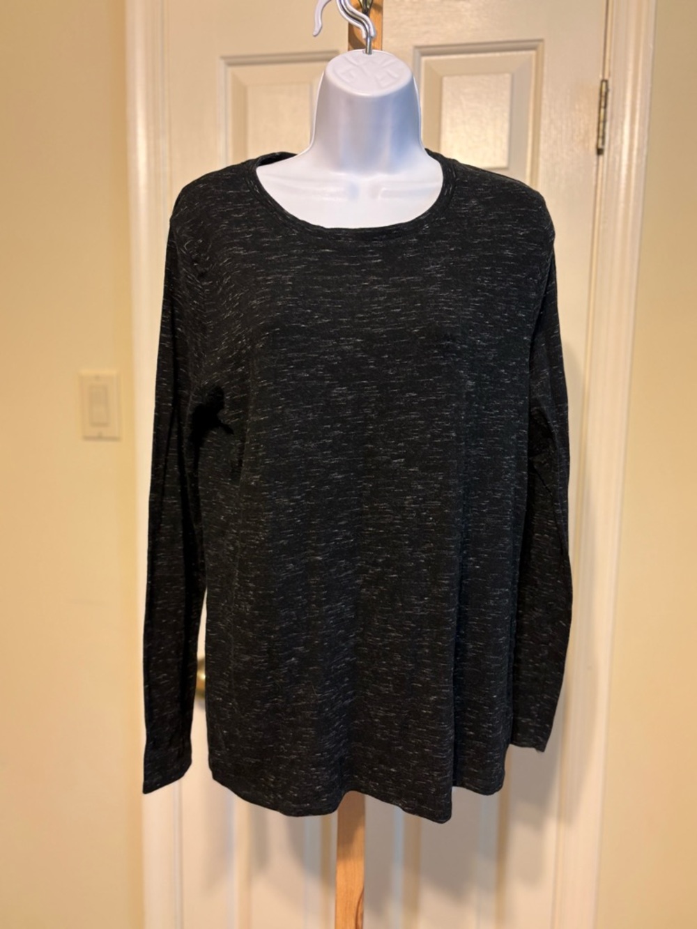 MERONA Black Heather Long-Sleeve Tee, Size: XXL
